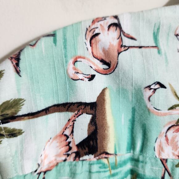 Oliver & Burke Palm tree and flamingo print button front Hawaiian shirt men sz M - Picture 5 of 11